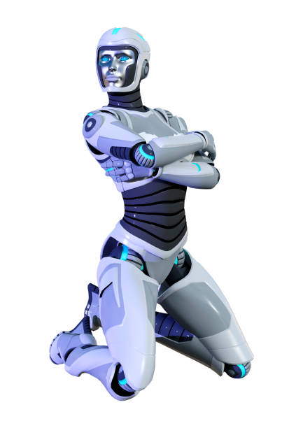 istock 3D illustration female robot on white 962818446