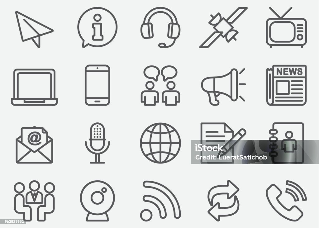 Communication & Social Line Icons Icon Symbol stock vector