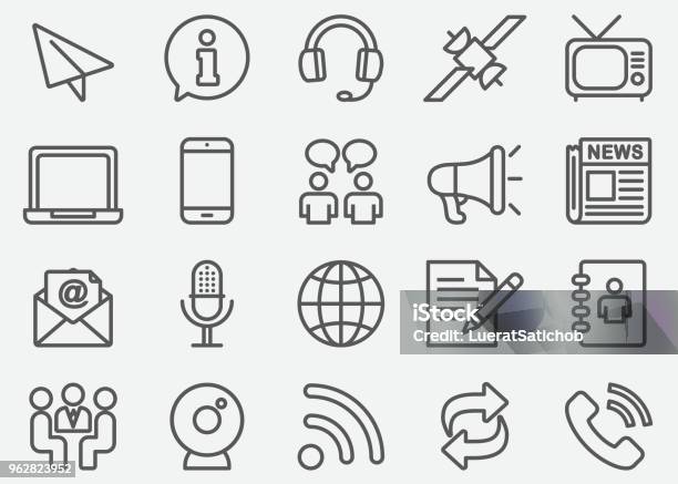 Communication Social Line Icons Stock Illustration - Download Image Now - Icon Symbol, The Media, Newspaper