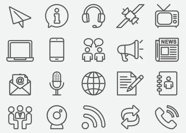 Vector illustration of Communication & Social Line Icons