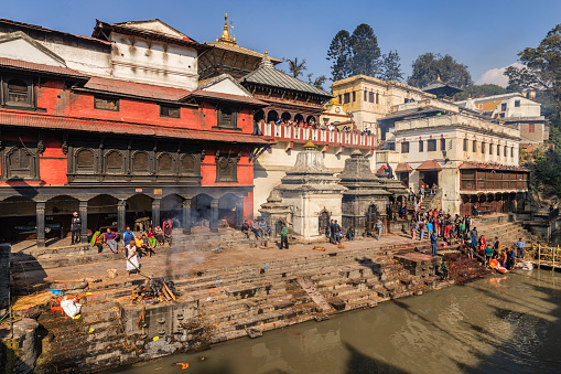 Pashupatinath Temple in Kathmandu. Pashupatinath Temple is a Hindu temple located on the banks of the Bagmati River. Pashupatinath  is on UNESCO World Heritage Sites's.