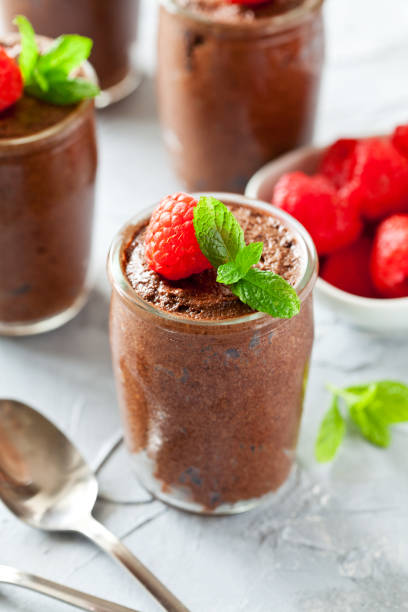 istock Homemade Dark Chocolate Mousse With Raspberries 962832374