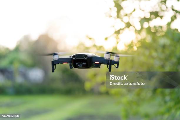 Flying Quadrocopter Remote Controlled Drone With Camera Stock Photo - Download Image Now