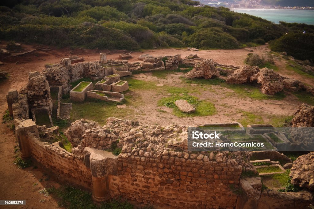 Ruin of old mausoleum in Tipasa, Algeria Ruin of old mausoleum in Tipasa historic site , Algeria Africa Stock Photo