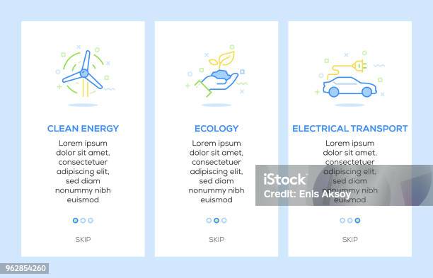 Icons Of Clean Energy Ecology Electrical Transport Ecology Concept Web Elements Stock Illustration - Download Image Now