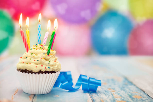 istock Muffin with candles on party for birthday celebration 962859620
