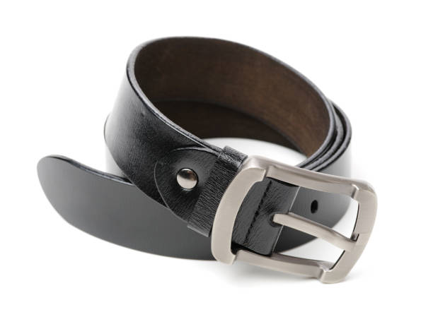 istock Brown leather belt on white background closeup 962860424