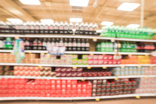 istock Abstract blurred background soft drinks aisle in American store 962869968