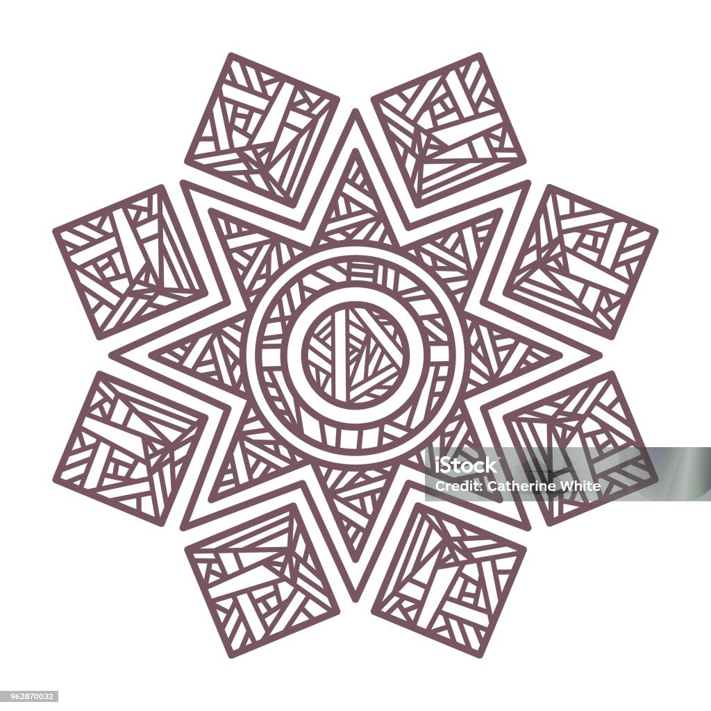 Line art of circular intricate mandala designed for coloring Printable template of a mandala useful as an decoration or for laser cutting Abstract stock illustration