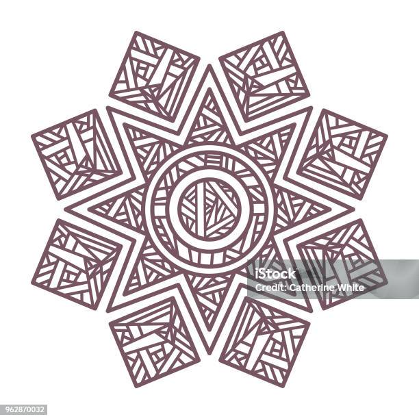 Line Art Of Circular Intricate Mandala Designed For Coloring Stock Illustration - Download Image Now