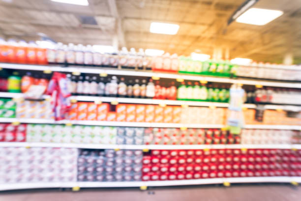 istock Vintage blurred background soft drinks aisle in American store 962870190