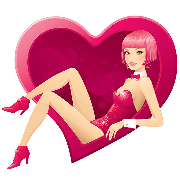 Showgirl with heart vector art illustration