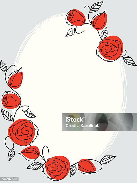 Ilustración de Clásico Ovalado De Fotogramas Dibujados A Mano Con Rosas y más Vectores Libres de Derechos de Amor - Sentimiento