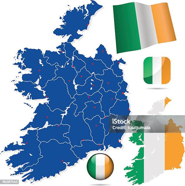 Irlande Vecteur Série Vecteurs libres de droits et plus d'images vectorielles de Blanc - Blanc, Bleu, Cartographie