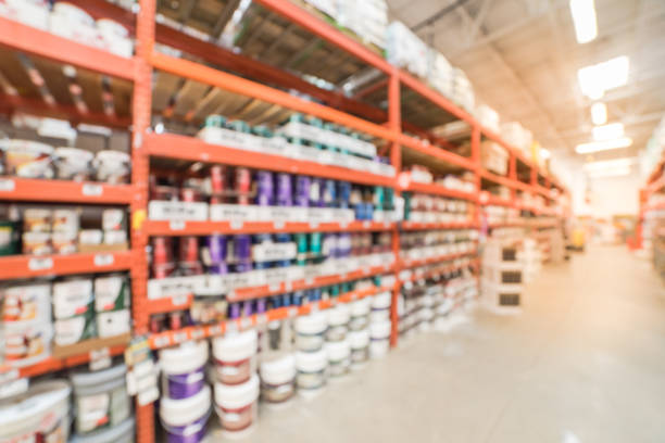 istock Abstract blurred interior, exterior paint at large hardware store in USA 962884298