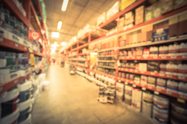 istock Abstract blurred interior, exterior paint at large hardware store in USA 962885058