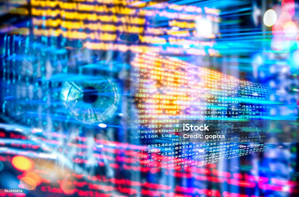 Tech Program Images Program Code With Eye And Technology Background Stock Photo - Download ...