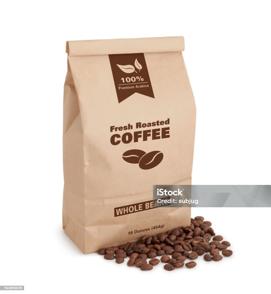 Coffee Bag With Custom Label Whole Beans Stock Photo - Download Image Now -  Arabica Coffee - Drink, Bag, Beige - iStock