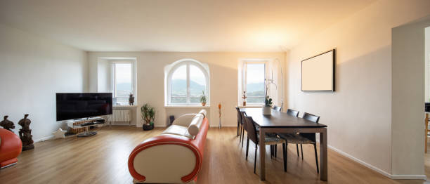 istock Living room with leather and parquet design sofa 962898782