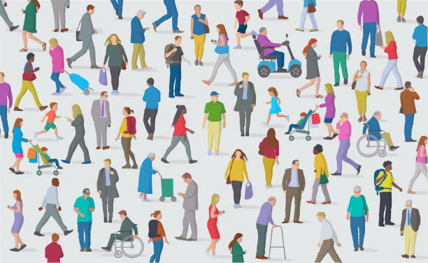 Group of People Large group of people representing a diverse society disability illustrations stock illustrations