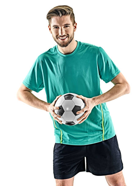 istock one soccer player man standing isolated white background 962900314