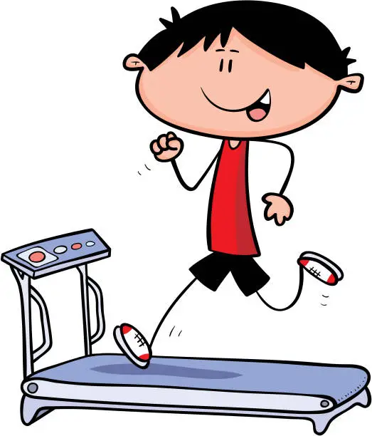 Vector illustration of Boy Treadmill smiling