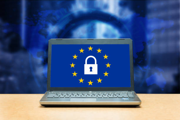 istock General Data Protection Regulation - laptop on a table, blue screen with GDPR 962908348