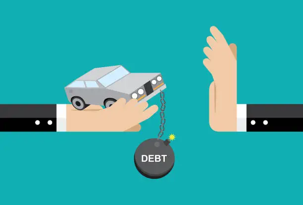 Vector illustration of Gift car and debt
