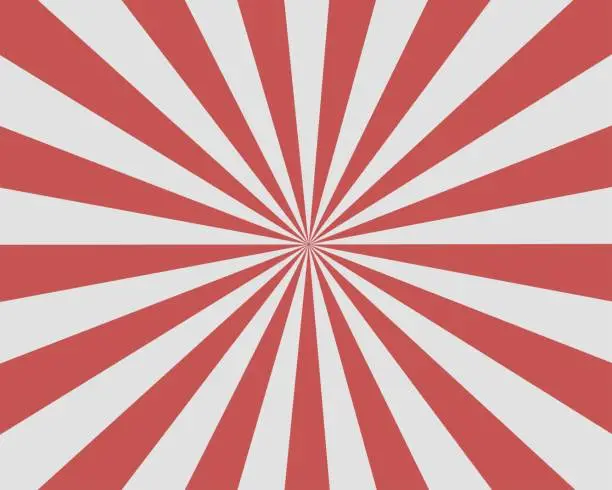 Vector illustration of Flat Red White Sunburst rays sunbeam background vector