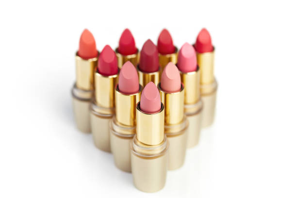 Set Of Fashion Colorful Lipsticks, Lipstick Makeup Isolated On White Background. High Resolution.