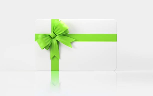 istock White Gift Card With Green Bow Tie On White Background 962925018