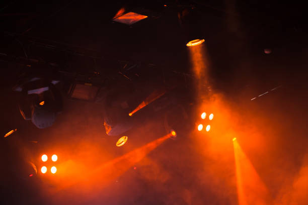 istock Red lights with strong beams in smoke 962939682