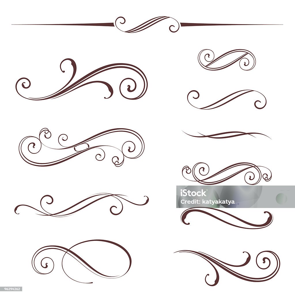 scroll_set Vectorized Scroll Design. Elements grouped for easy editing Saved in AI, EPS and JPG. Page stock vector