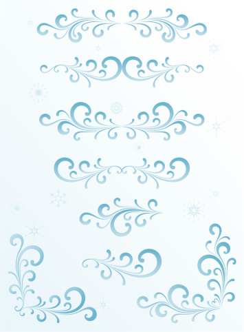Winter Scroll Picture Example Scrollsetwinter Stock Illustration - Download Image Now - Angle, Blue ...