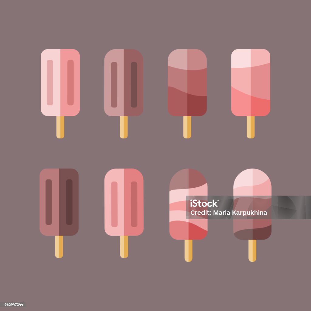 Colorful ice cream vector icons Collection of ice cream icons made in vector Art stock vector