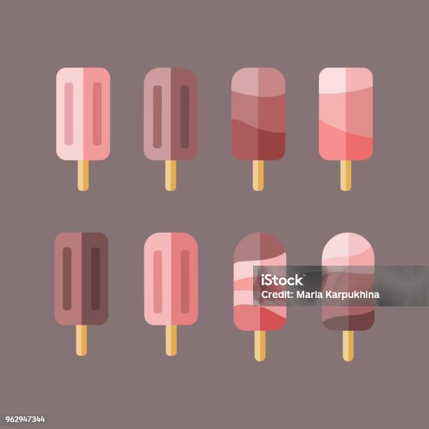 Colorful Ice Cream Vector Icons Stock Illustration - Download Image Now - Art, Brown, Chocolate