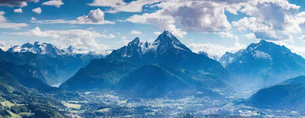 Multipixel panorama with the watzmann ,taken from the kneifelspitze , a mountain in the berchtesgaden land