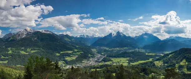 Multipixel panorama with the watzmann ,taken from the kneifelspitze , a mountain in the berchtesgaden land