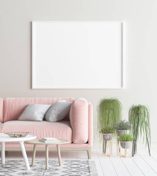 istock Mock up poster frame in interior background, Scandinavian style 962952566