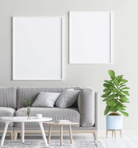 istock Mock up poster frame in interior background, Scandinavian style 962952568