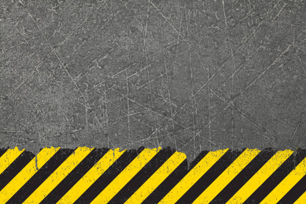 istock Yellow background with black grunge hazard sign 962958374