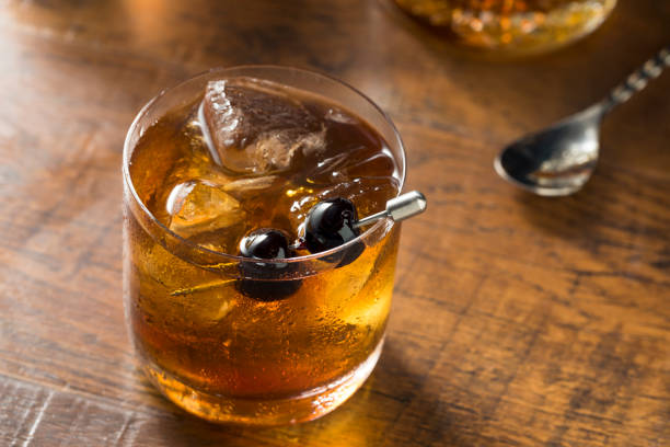 Boozy Manhattan Cocktail on the Rocks