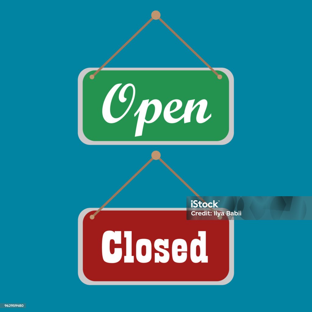 Open And Closed Sign On Blue Background Vector Stock Illustration ...