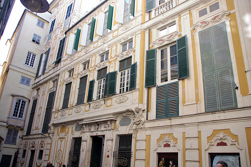 At Genoa, Italy, On 04/01/2018 -The facade of Spinola  Palace in Genoa, Italy
