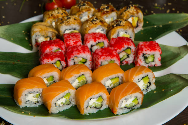 istock Best Types of Sushi Rolls.Various delicious Types of Sushi Rolls. 962963290