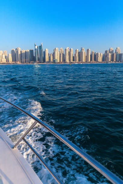 istock Panoramic view of Dubai Marina bay from yacht 962963532