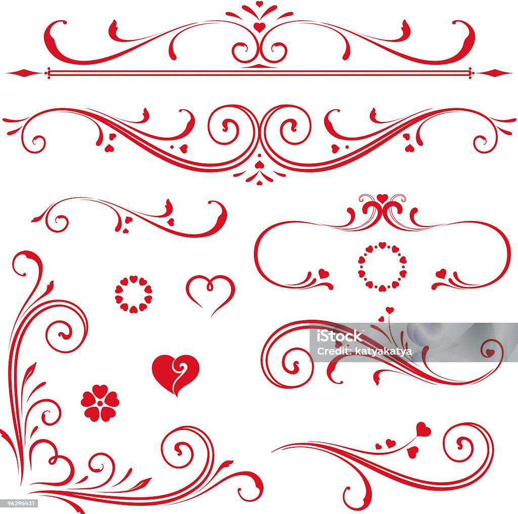 Scroll_set_hearts - clipart vectoriel de Coeur - Symbole d'une idée libre de droits