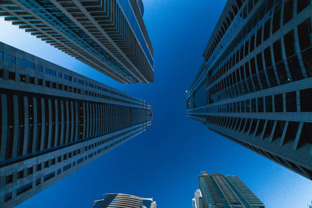 istock Low angle view of Glass skyscrapers in Dubai 962965244