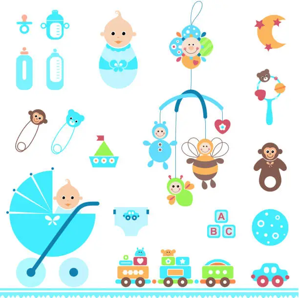 Vector illustration of baby_boy_set