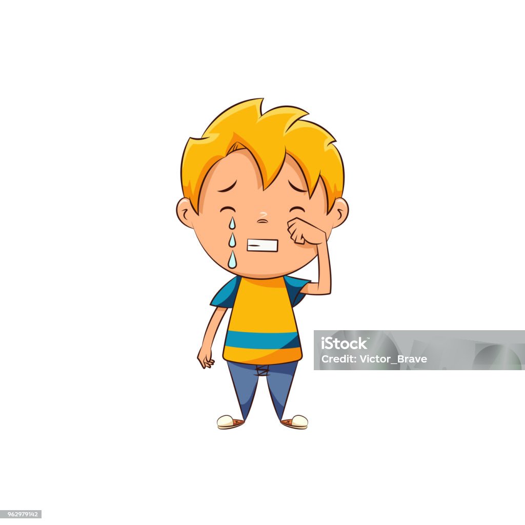 Sad Kid Crying Stock Illustration - Download Image Now - Adult, Blond Hair,  Boys - iStock